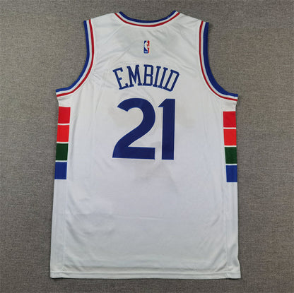 Men's Philadelphia 76ers Joel Embiid #21 White 2024/25 Swingman Player Jerseys - City Edition