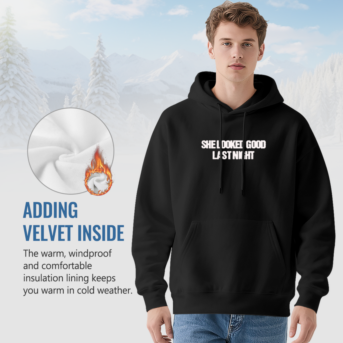 Funny She Looked Good Last Night Black Hoodie, Comfort Daily Men Sweatshirt