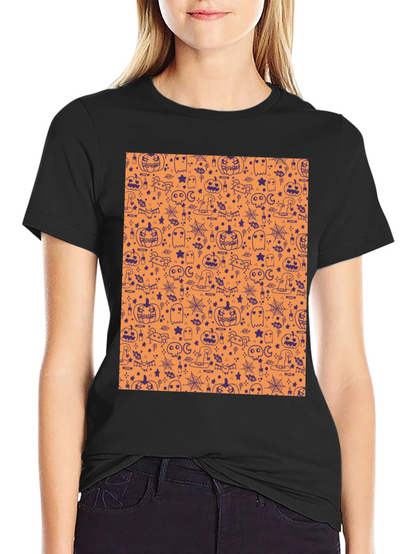 Halloween Pattern T-Shirt - Spooky Season Tee