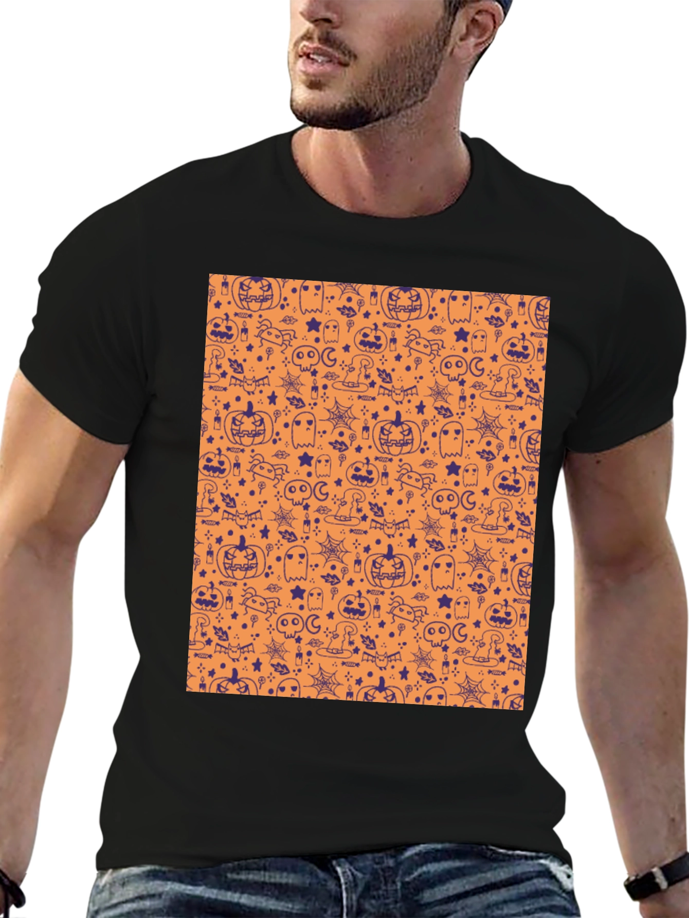 Halloween Pattern T-Shirt - Spooky Season Tee