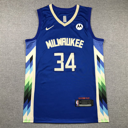 Men's Milwaukee Bucks Giannis Antetokounmpo #34 Royal 2022/23 Swingman Jerseys - City Edition