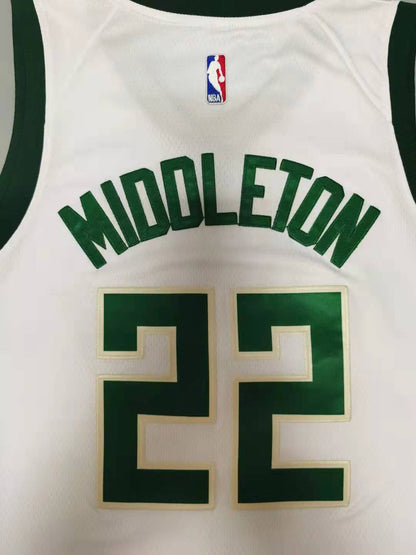 Men's Milwaukee Bucks Khris Middleton Fanatics Branded White Fast Break Jerseys