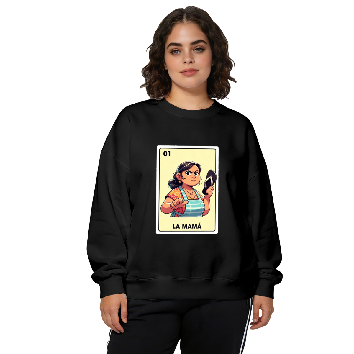 La Mam¨¢ Mexican Loteria Card Graphic Crewneck Sweatshirt