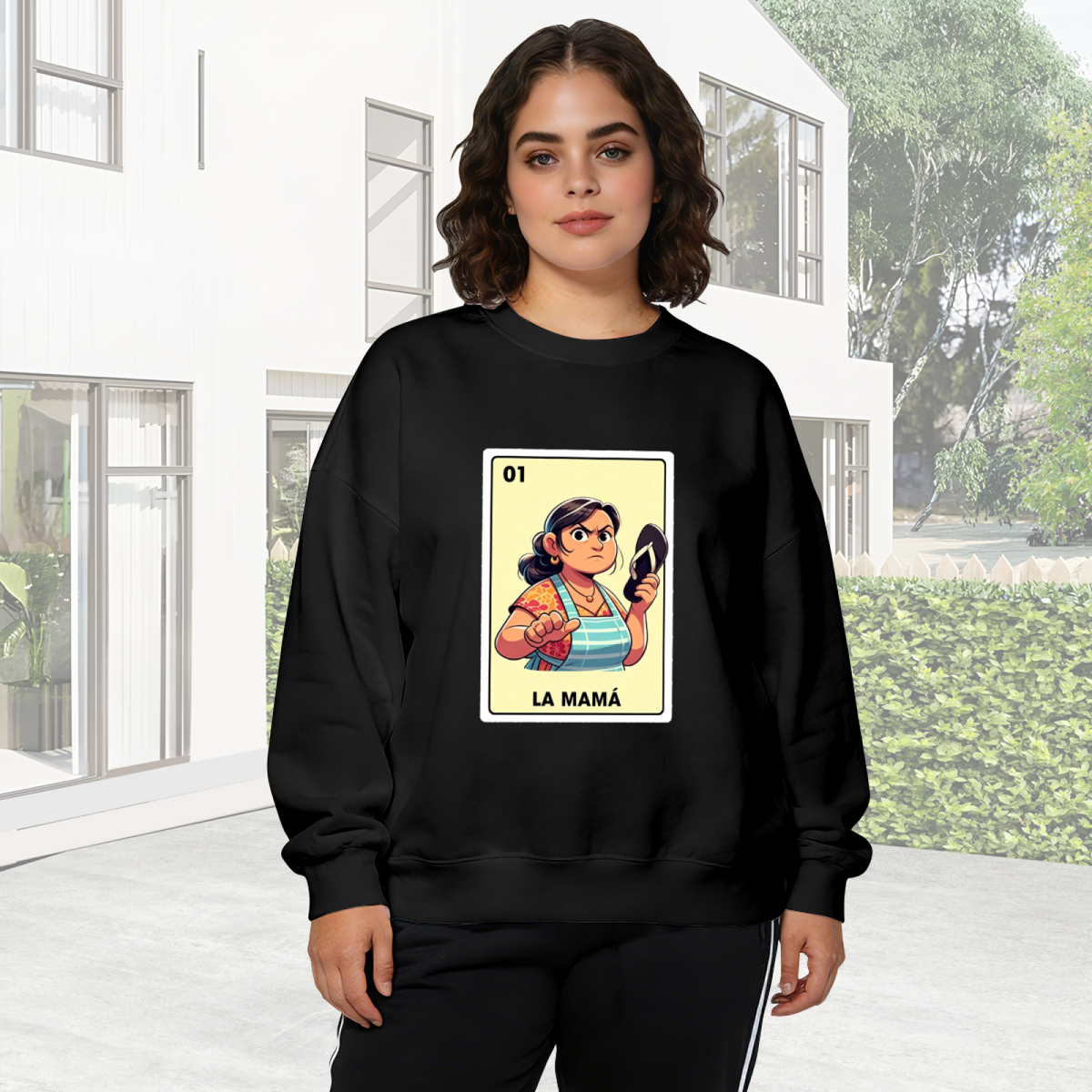 La Mam¨¢ Mexican Loteria Card Graphic Crewneck Sweatshirt