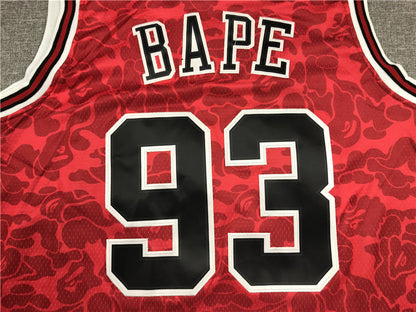 Men's Chicago Bulls Bape #93 Red 1997-98 Hardwood Classics Authentic Jerseys