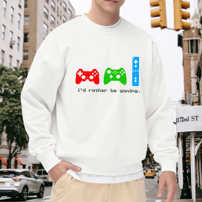 I¡¯d Rather Be Gaming Retro Game Controller Gamer Crewneck Sweatshirt