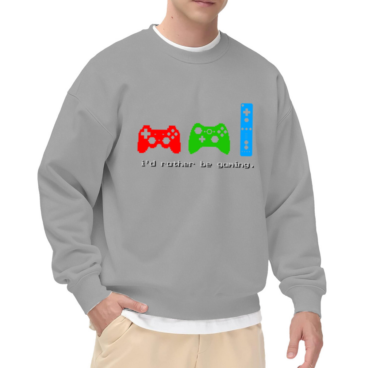 I¡¯d Rather Be Gaming Retro Game Controller Gamer Crewneck Sweatshirt