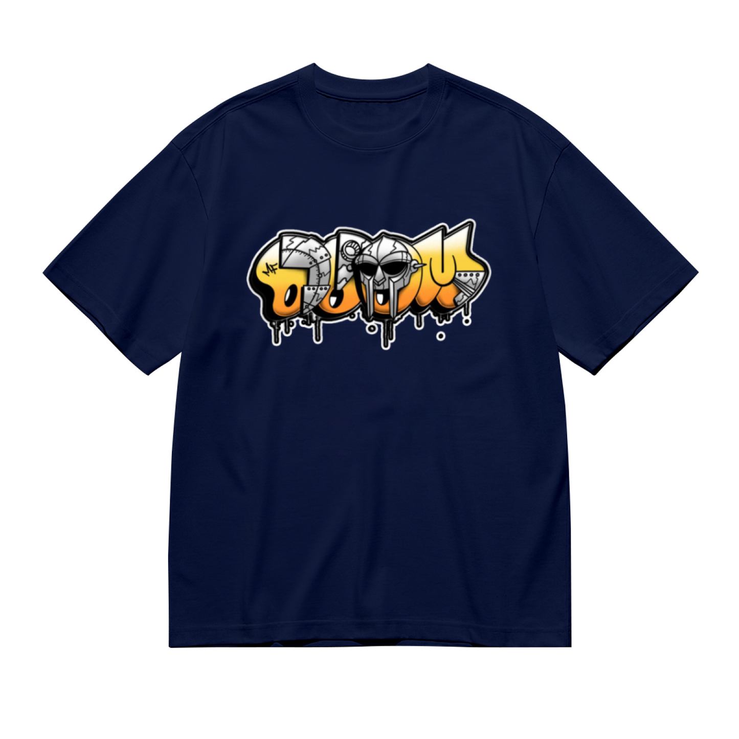 MF DOOM Classic Hip Hop Dark Navy Tee, Old School Vintage Rap Oversized Top