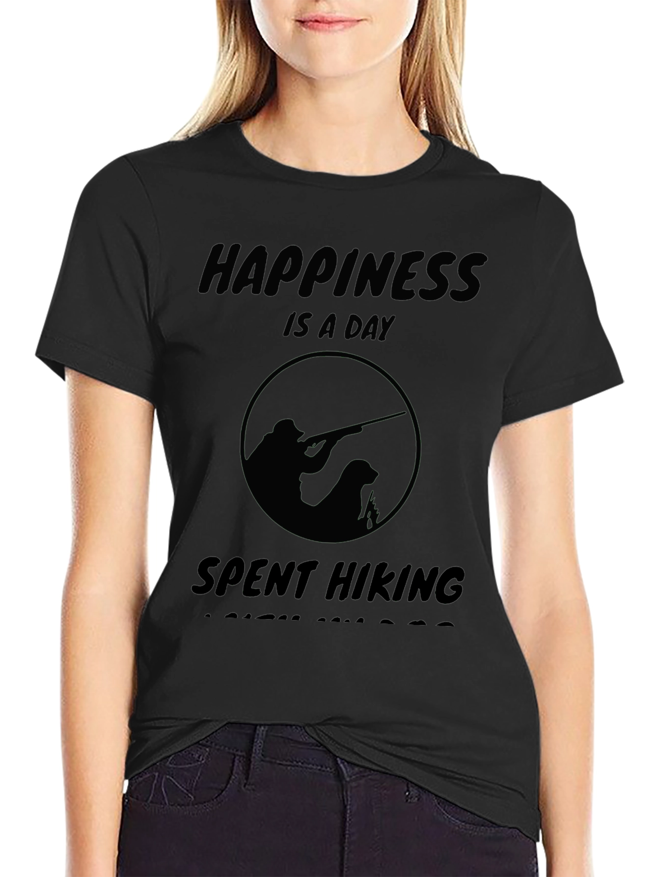 Happiness Is A Day Spent Hiking Black T-Shirt