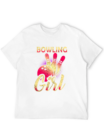 Bowling Girl Graphic Tee - Black Cotton T-Shirt