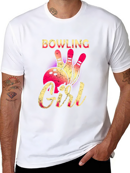 Bowling Girl Graphic Tee - Black Cotton T-Shirt