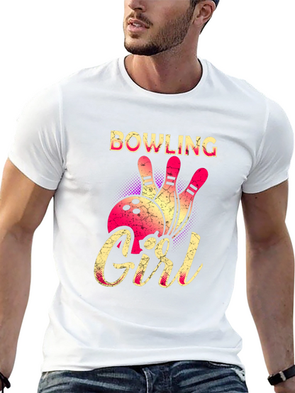 Bowling Girl Graphic Tee - Black Cotton T-Shirt