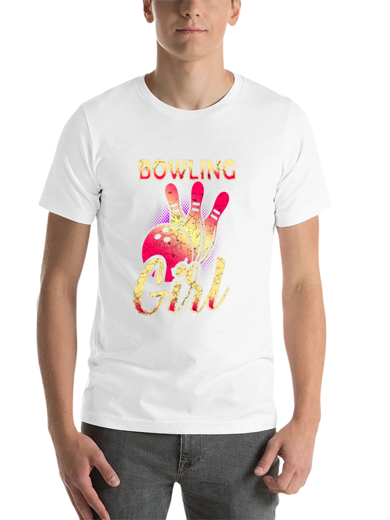 Bowling Girl Graphic Tee - Black Cotton T-Shirt
