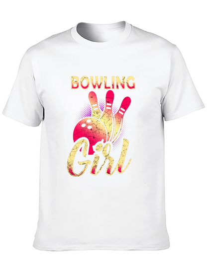 Bowling Girl Graphic Tee - Black Cotton T-Shirt