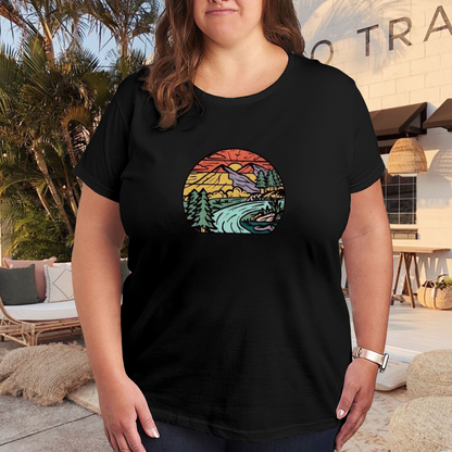 Retro Mountain Sunset Outdoor Camping Vintage Tee