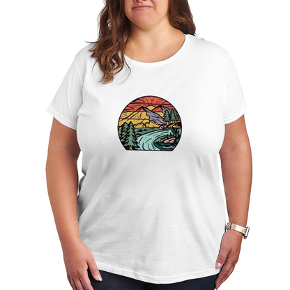 Retro Mountain Sunset Outdoor Camping Vintage Tee