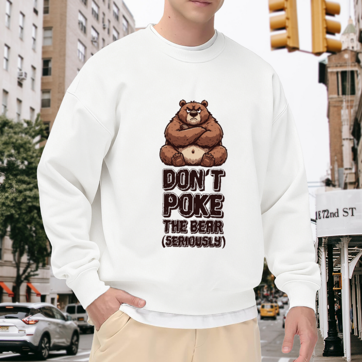 Don¡¯t Poke The Bear Seriously Funny Warning Graphic Crewneck Sweatshirt