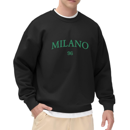 Classic MILANO 96 Green Letter White Crewneck Sweatshirt