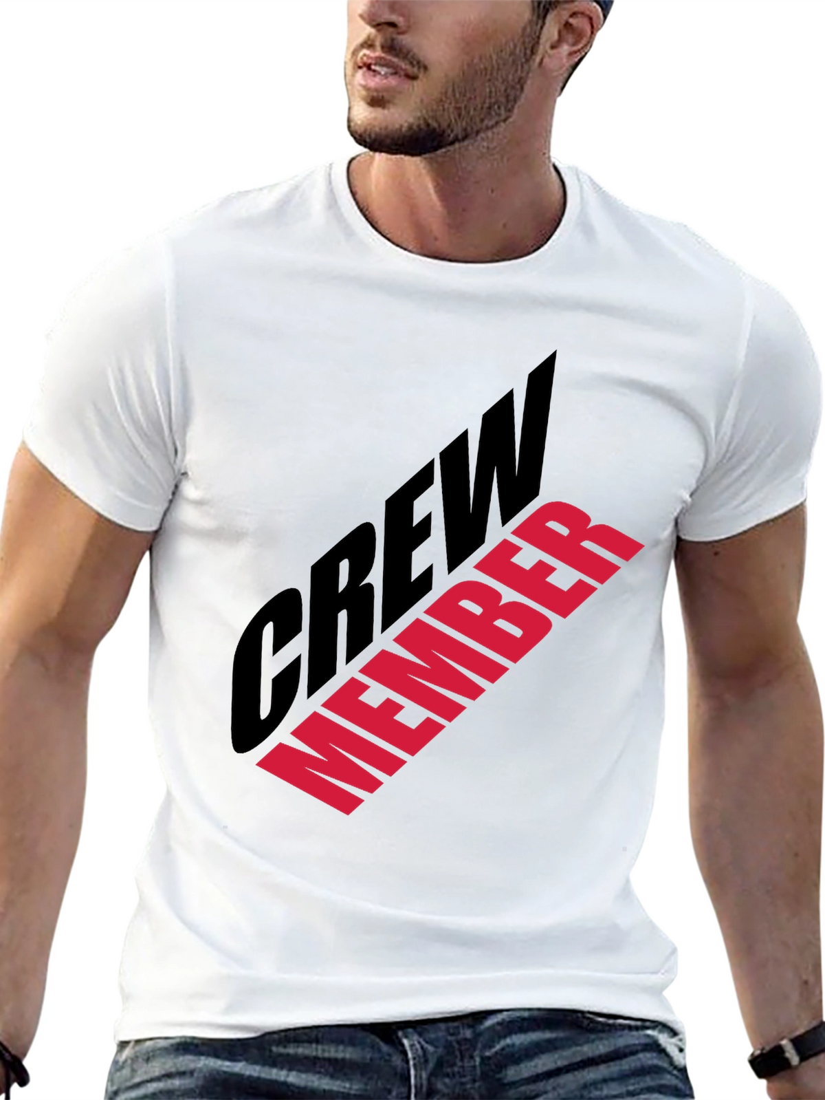 Crew Member Graphic Print Black T-Shirt