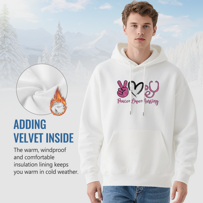Peace Love Nursing Nurse Theme Cute Graphic Hoodie, Cozy Unisex Daily Hooded Top