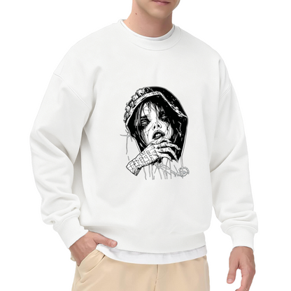 Gothic Sketch Girl Dark Street Crewneck Sweatshirt