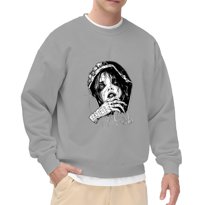 Gothic Sketch Girl Dark Street Crewneck Sweatshirt