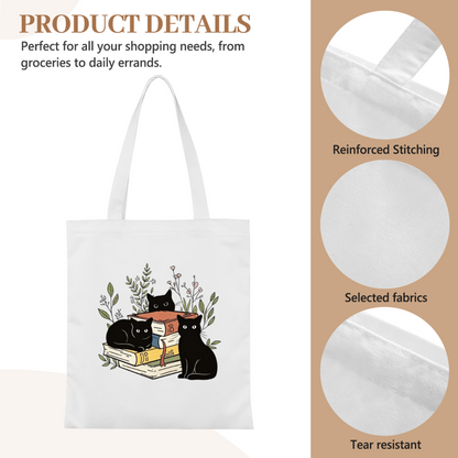 Multi Panel Cute Cat Collage Canvas Bag | Cat Lover Large Capacity School Tote