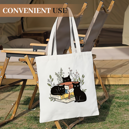 Multi Panel Cute Cat Collage Canvas Bag | Cat Lover Large Capacity School Tote