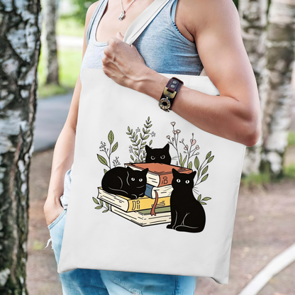Multi Panel Cute Cat Collage Canvas Bag | Cat Lover Large Capacity School Tote