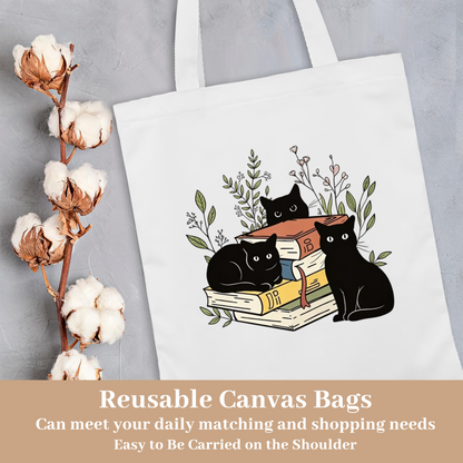 Multi Panel Cute Cat Collage Canvas Bag | Cat Lover Large Capacity School Tote