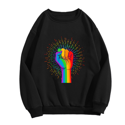 Rainbow Fist Pride Equality Statement Crewneck Sweatshirt