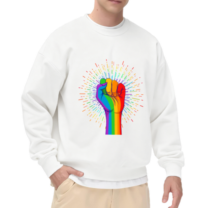 Rainbow Fist Pride Equality Statement Crewneck Sweatshirt