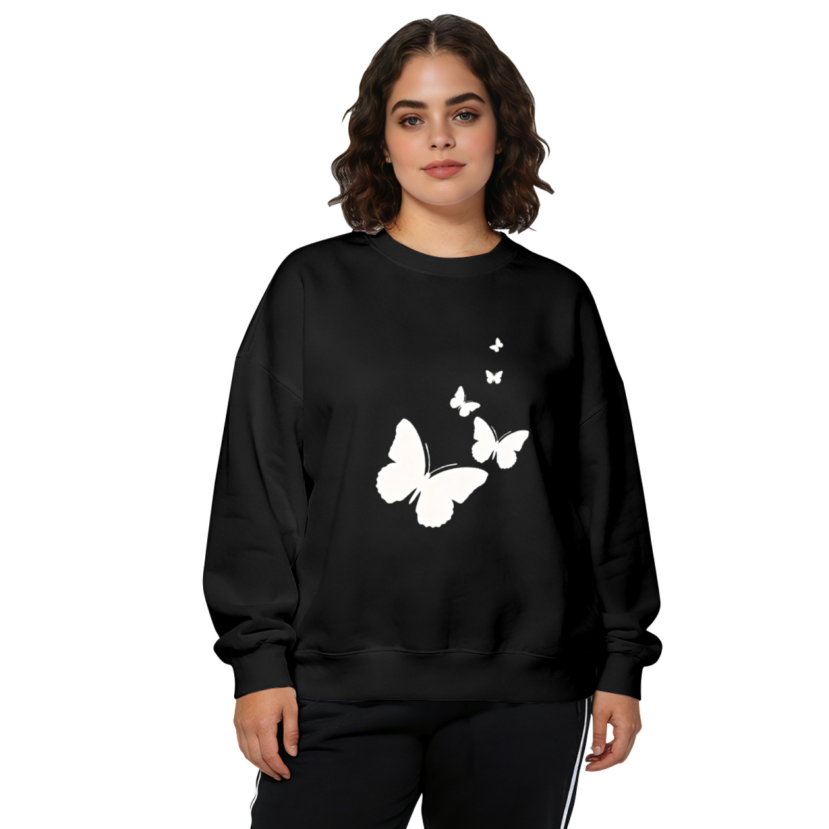 Funny Peeking Character Zipper Graphic Crewneck Sweatshirt | Cute Cartoon Print Pullover