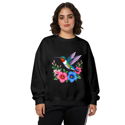 Stunning Hummingbird With Tropical Blooms Crewneck Sweatshirt