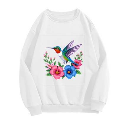 Stunning Hummingbird With Tropical Blooms Crewneck Sweatshirt