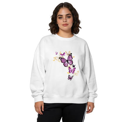 Elegant Purple Gold Butterfly Art Aesthetic Crewneck Sweatshirt