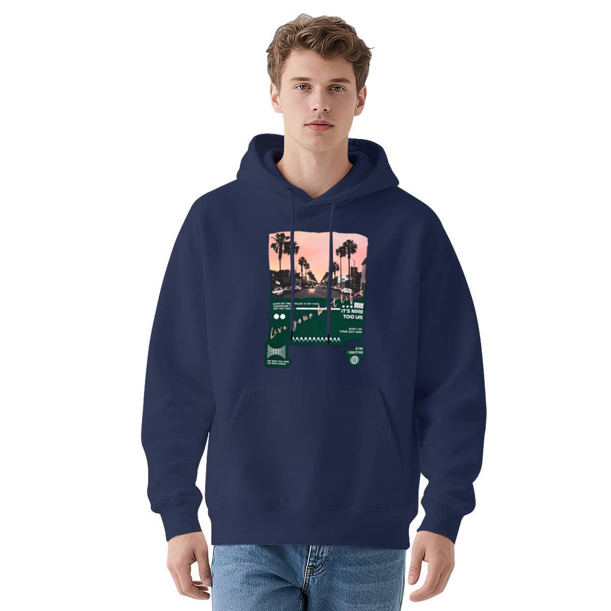 Retro Los Angeles Palm Street?Scene White Hoodie