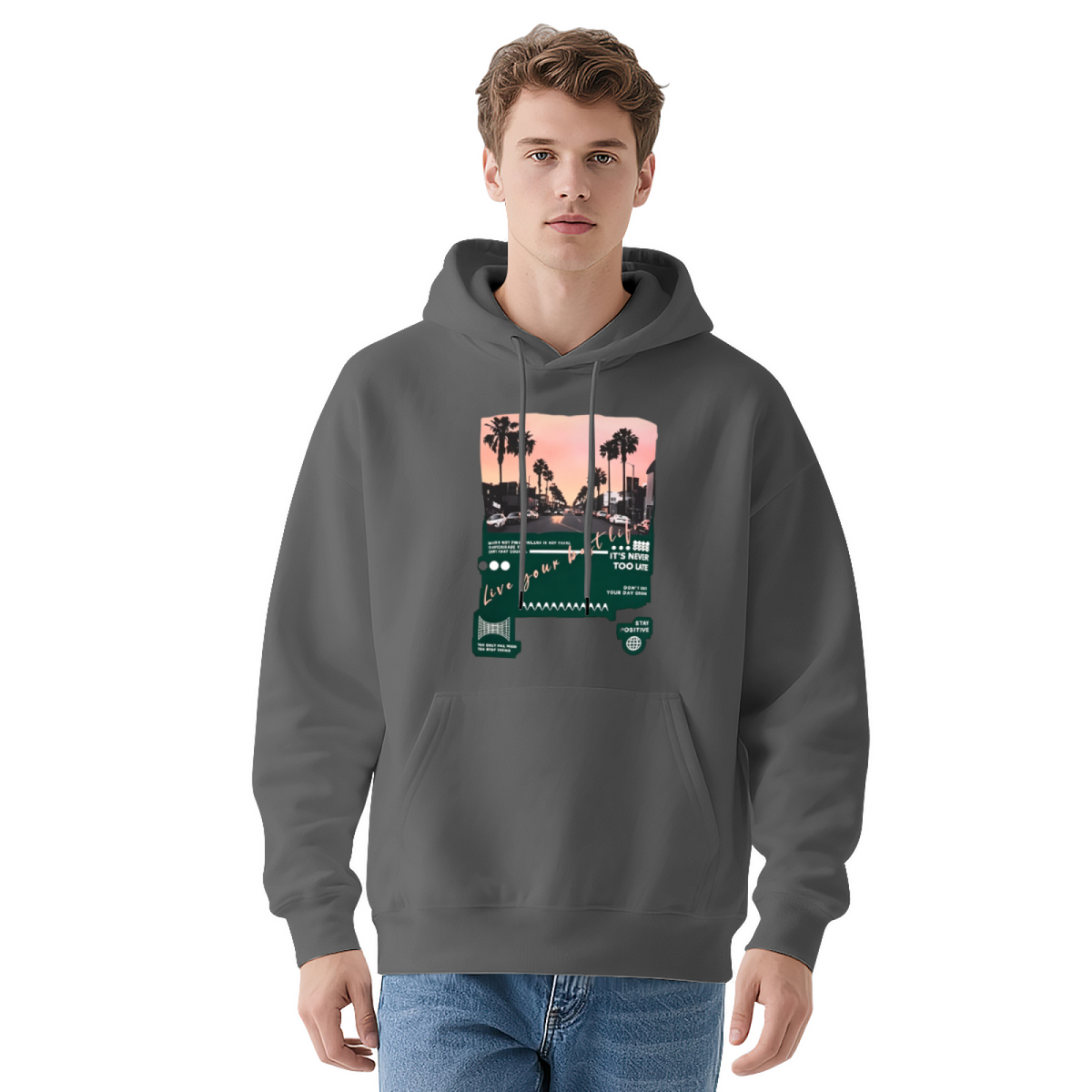 Retro Los Angeles Palm Street?Scene White Hoodie