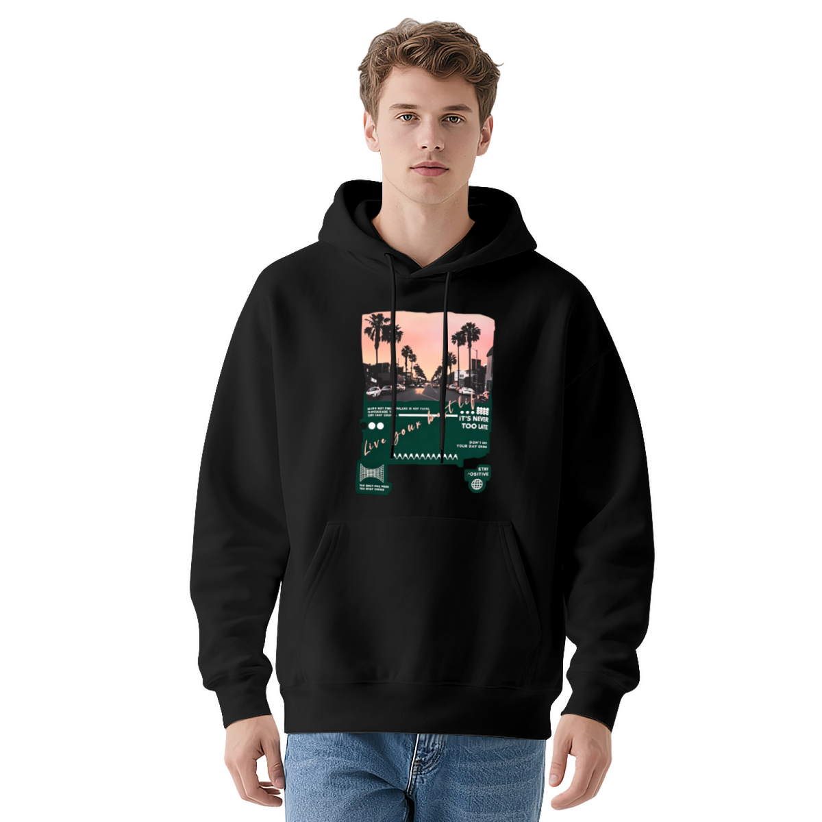 Retro Los Angeles Palm Street?Scene White Hoodie