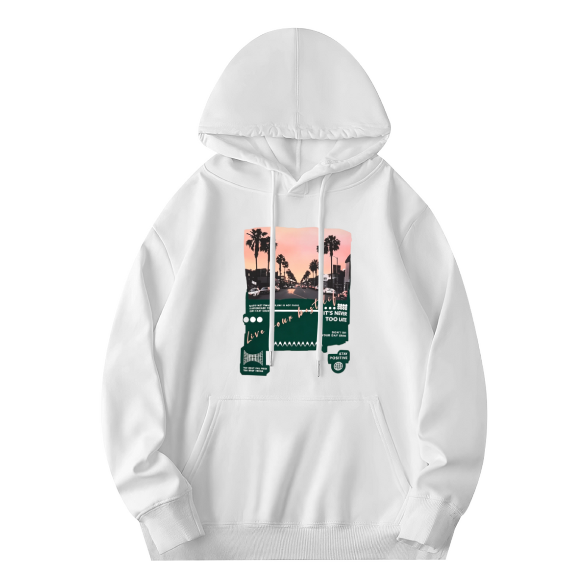 Retro Los Angeles Palm Street?Scene White Hoodie
