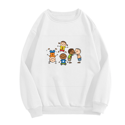 Whimsical Hand?Drawn Kids Cartoon Cute Crewneck Sweatshirt