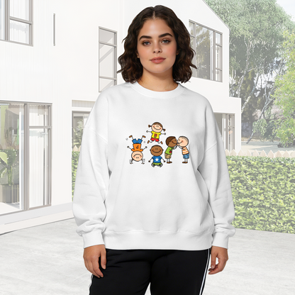 Whimsical Hand?Drawn Kids Cartoon Cute Crewneck Sweatshirt