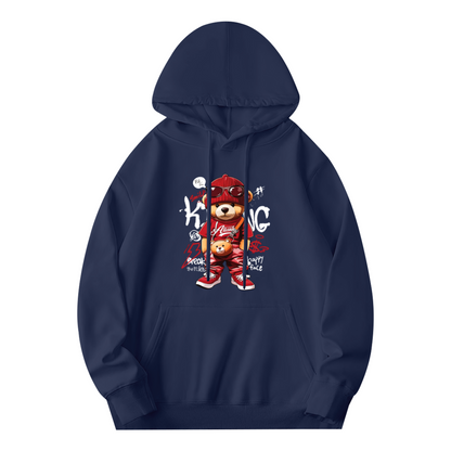 Hip?Hop King Bear Cartoon Trendy Street Hoodie