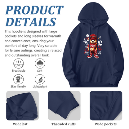 Hip?Hop King Bear Cartoon Trendy Street Hoodie