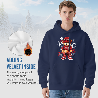 Hip?Hop King Bear Cartoon Trendy Street Hoodie