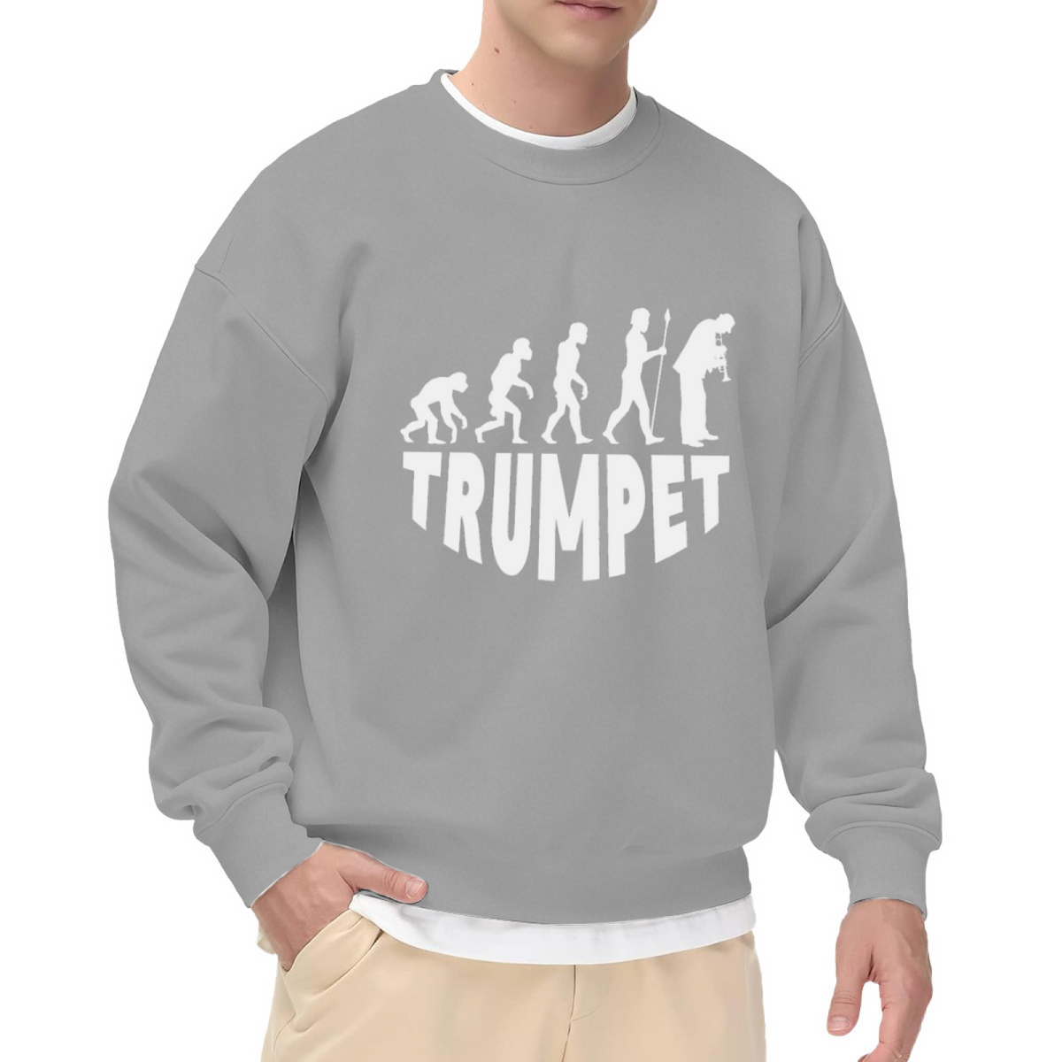 Trumpet Player Human Evolution Music Lover Crewneck Sweatshirt