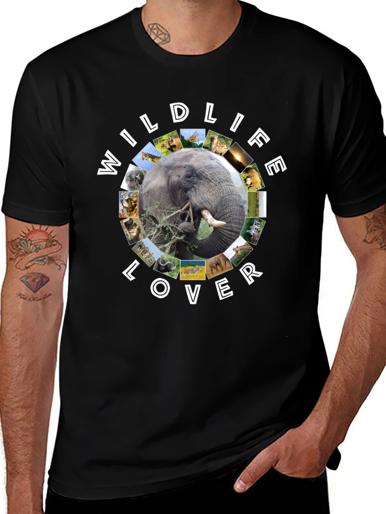 Wildlife Lover Graphic Tee - Black Cotton T-Shirt