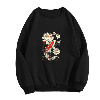 Japanese Koi Fish & Lotus Art Crewneck Sweatshirt