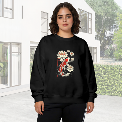 Japanese Koi Fish & Lotus Art Crewneck Sweatshirt