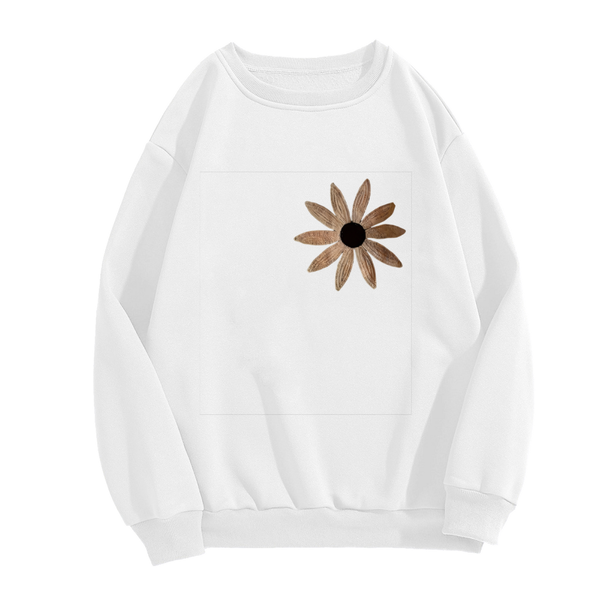 Boho?Style Sunflower Minimal Floral Print Crewneck Sweatshirt